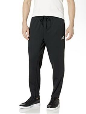 Adidas Black Joggers Size Large Athletic Track Pants Drawstring Activewear